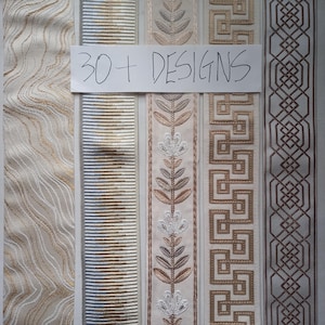 beiges Gardinenband, Gardinenbordüre, Designer-Borte, Vintage-Bordüre, Designer-Borte, Fensterbordüre, Besatz, Meterware