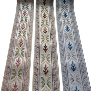 floral jacquard ribbon vintage flowers 2 1/2 inch 60mm, french floral jaquard woven trim ribbon for costumes and sewing