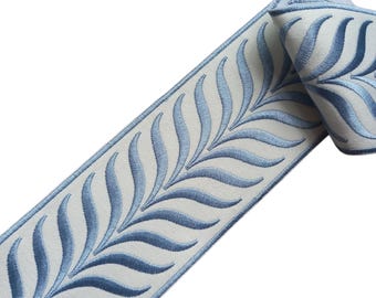 Cotton Curtain Crest Trim 3.5" Light Blue Drapery Fabric Tape