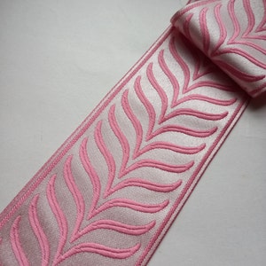 pink curtain fabric trim tape beach style by the yard, designer crest border decorative ribbon drapery upholstery trimming