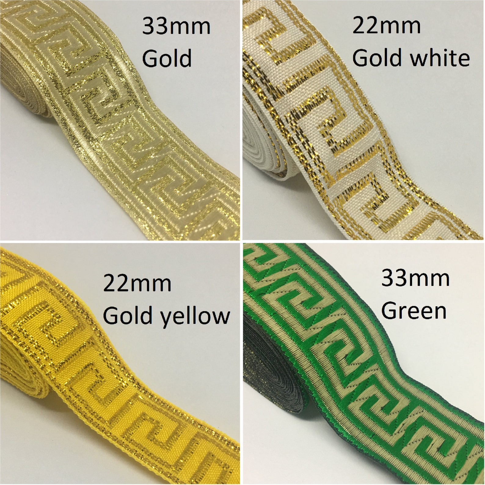 Gold greek key trim 22mm 33mm gold greek key ribbon ribbons Etsy