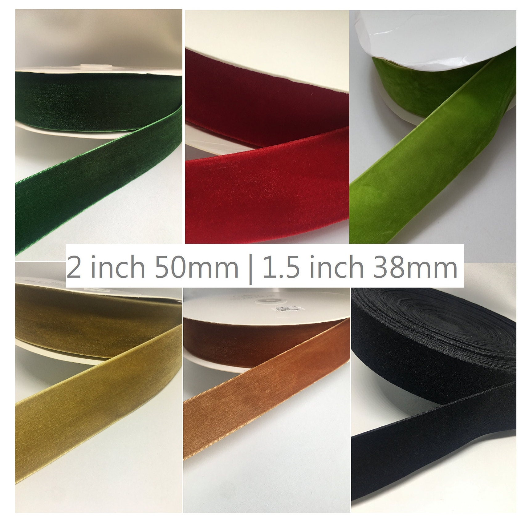 1 1/2 2 Inch Large Velvet Ribbon for Wrapping 38 Mm 50 Mm 30 Colors -   Finland