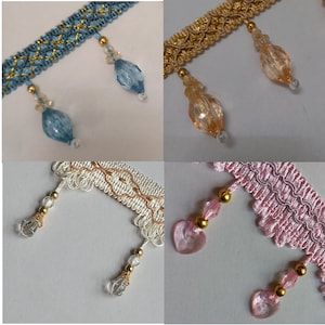 beaded fringe trim by the yard, crystal bead beading lampshade trimmings ribbon