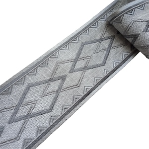 Graue Stoffbordüre für Vorhänge, Gardinen und Vorhänge, geometrisches Designer-Bordüreband, Besatzband für Polsterung, Vorhang, Raffgarderobe
