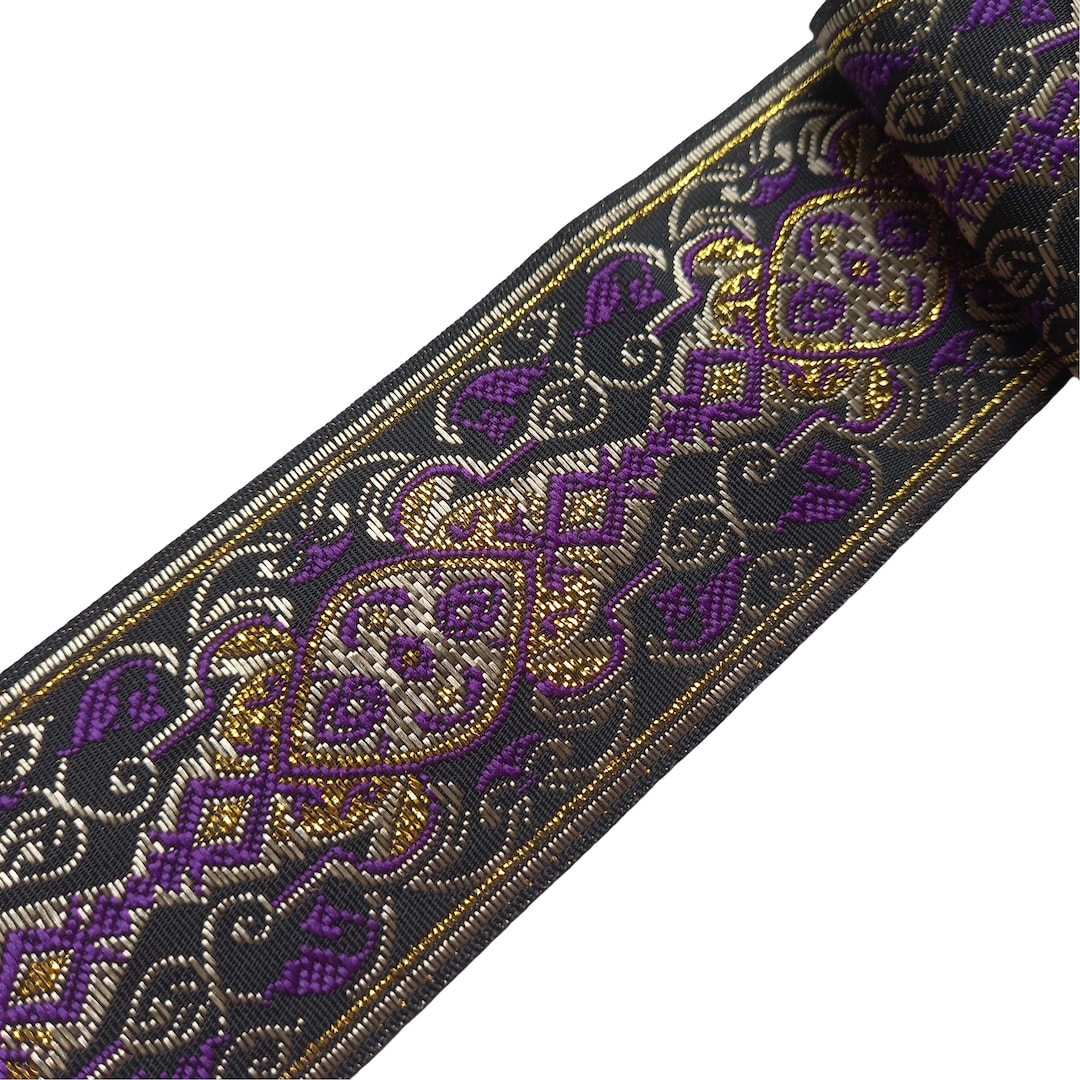 Purple Violet Jacquard Ribbon Trim: Renaissance Fabric Sewing, 2 Inch ...