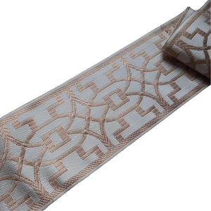 curtain trim beige tan for drapery, fretwork fabric trimming ribbon tape 3 1/2 inch 90mm for border by the yard, upholstery decorative trim
