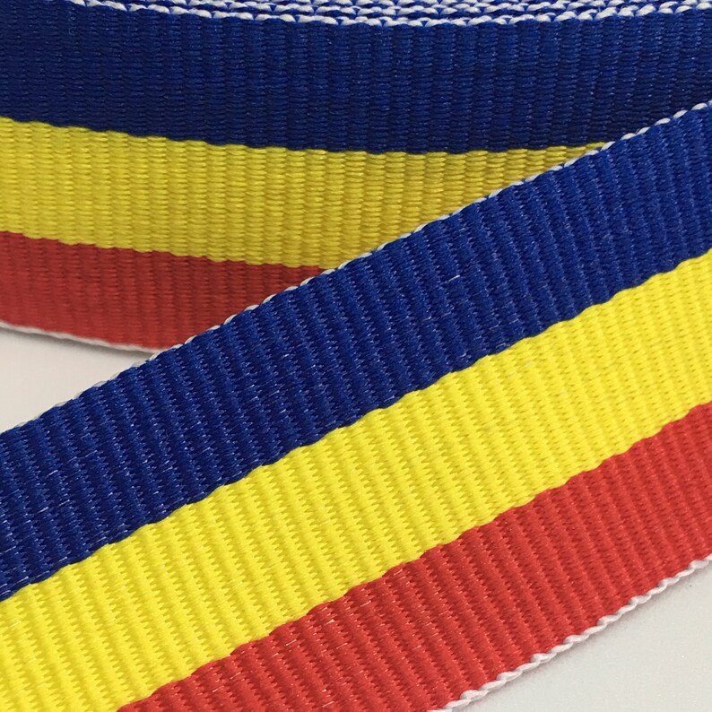Blue yellow red striped ribbon red blue yellow striped Etsy