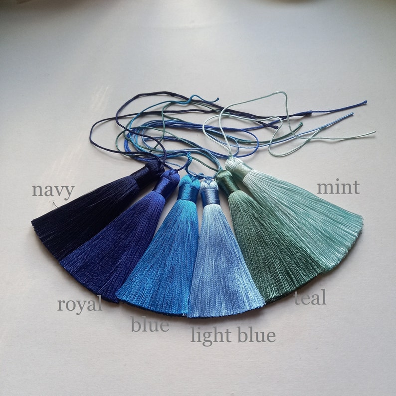 blue navy royal blue teal tassel