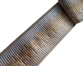 Beige Geometric Curtain Trim 2.5" 65mm, Drapery Edging Fabric Tape