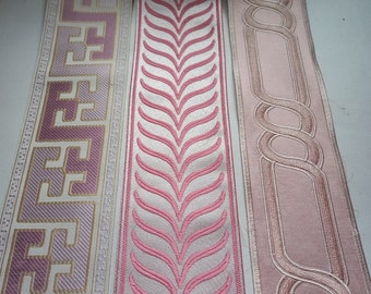 pink trim, pink tape trim, pink fabric curtain trim, pink greek key curtain trim