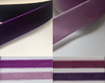 purple velvet ribbon, plum velvet ribbon, lavender velvet ribbon, lilac velvet ribbon by the yard 2 inch 3 1/2 inch 1 inch 3/4 inch 1/2 inch