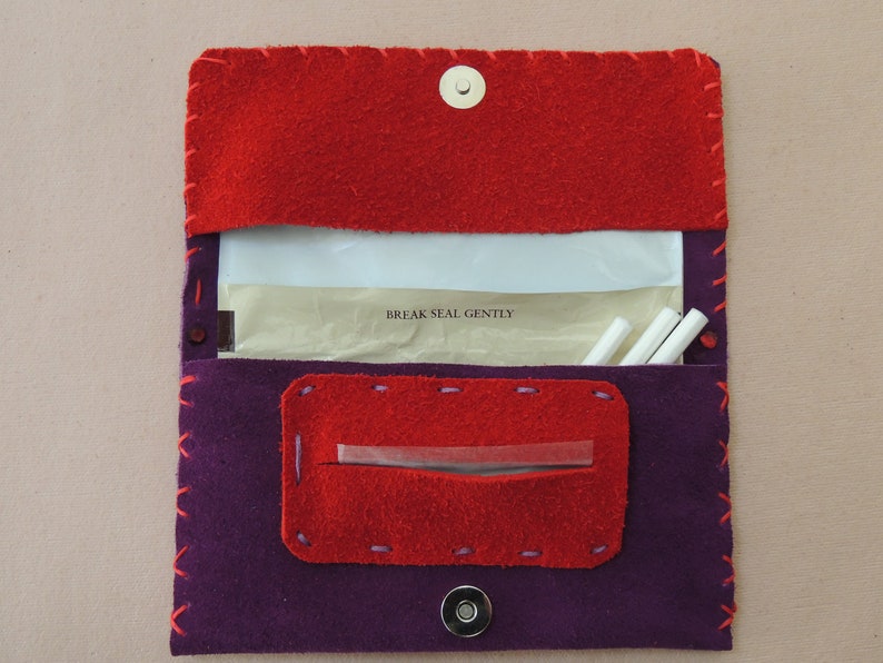 Handmade leather tobacco pouch.