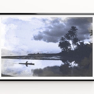 Paddler at Sunset Print, Black And White Prints, Paddler Wall Art, Paddler Prints, Beach Poster, Digital Download, Printable Art