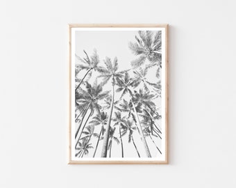 Palm Tree Print, Black And White Prints, Palm Tree Wall Art, Beach Prints, Palm Tree Poster, Digital Download, Printable Art