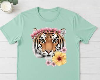 Camiseta de tigre y flores