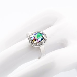 925 Silver Ring with Multicolored Swarovski® Crystal Paradise Shine – Elegant Multicolored Ring for Women, Refined Gift Jewelry