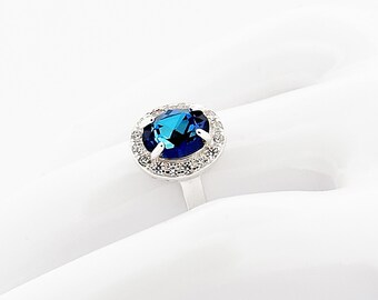 スワロフスキー®クリスタルを使用した925シルバーリング、バミューダ