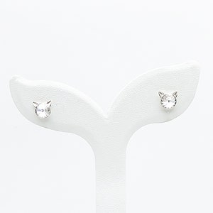 Earrings fleas cat crystal Swarovski transparent silver nails 925