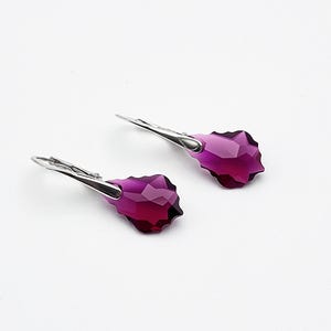 Boucles d’oreilles baroque en cristal de Swarovski® Rose Rubis, Ruby - Argent 925