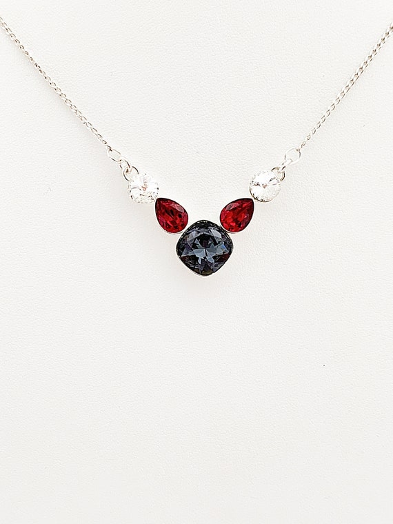 Black Swarovski Crystal Stone Necklace 