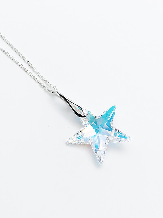 Collier étoile en argent pour enfant Cadeau bijoux en cristal STAR