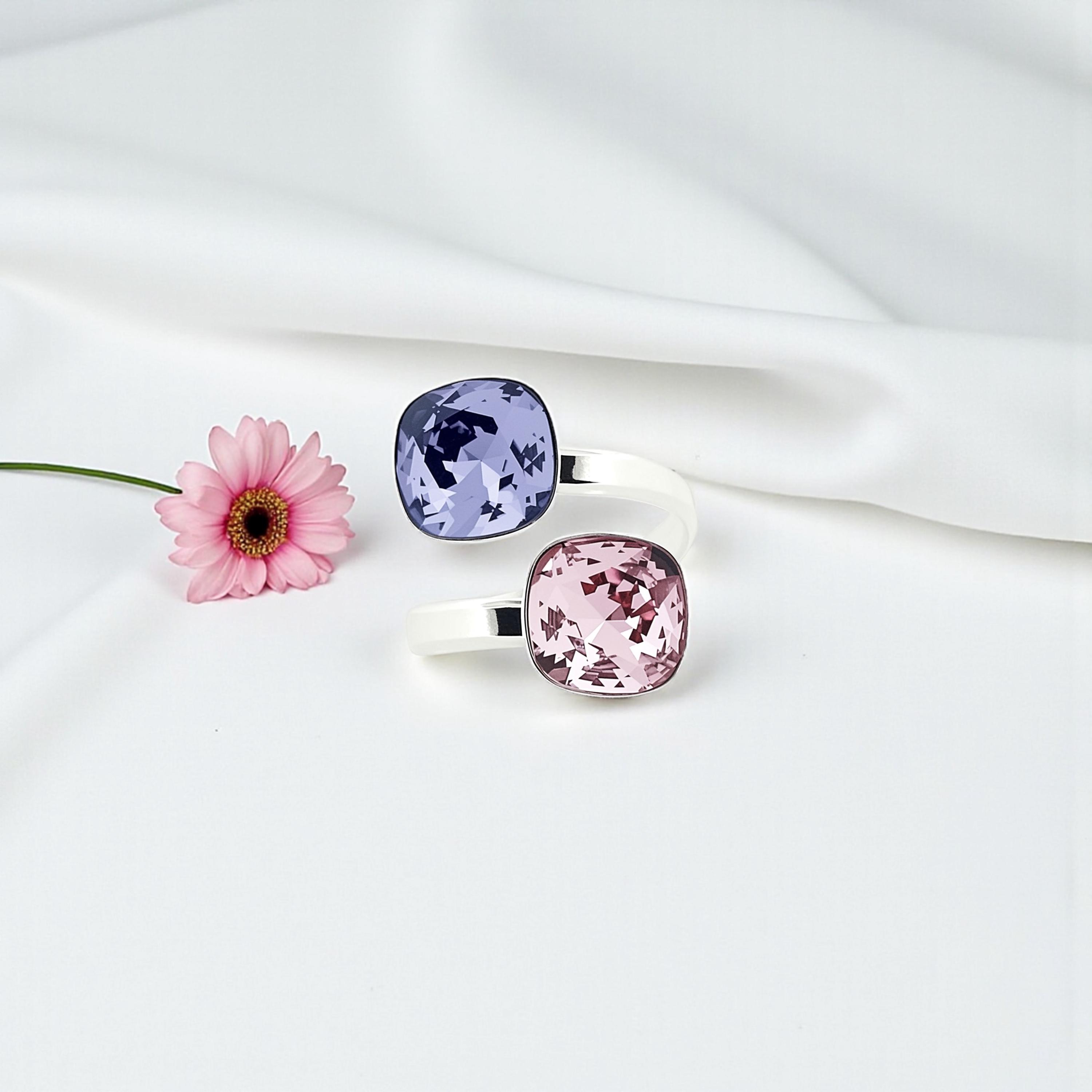 Bague Argent Massif - Cercle Avec Mosaïque De Nacre Bleu Et Rose - Taille 64 - Occasion