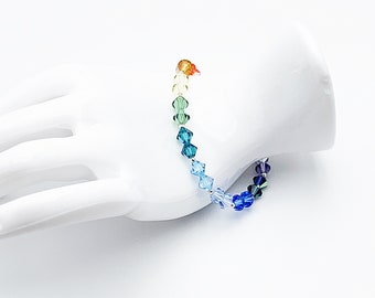 黒プリンページ SWAROVSKI 青系ビーズブレスレット