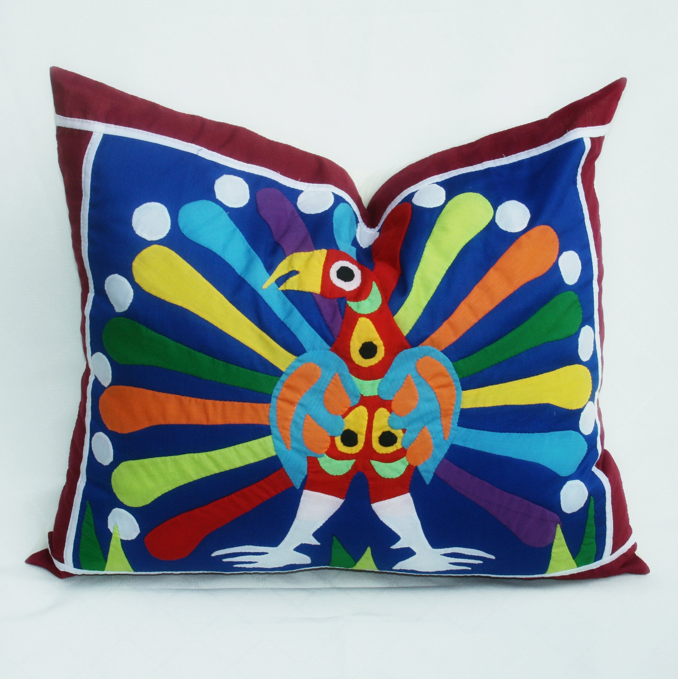 Coussin Décoratif , Toile Appliquée, Art Naïf