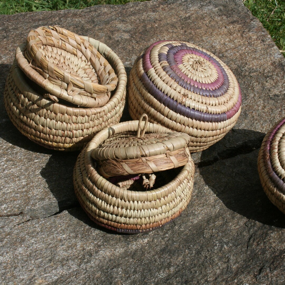 Small Wicker Storage Baskets With Lid Etsy