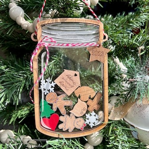 Rustic Wooden Mason Jar Ornament | Build-Your-Own Family Ornament | Cookie Jar | Perfect Christmas Gift
