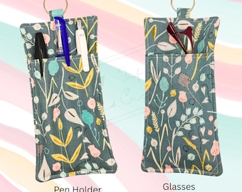 Lanyard Pen Glasses Holder – Whimsical Wildflower | Dual Sided Writing Tool Eyeglasses Pocket