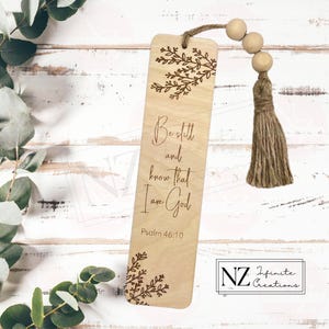 Be Still and Know Psalm 46:10 Engraved Wood Bookmark with Tassel, Christian Gift, Bible Verse, Gospel, Sister in Christ, Prayer Gift