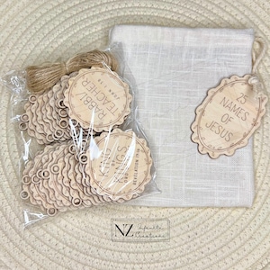 Names of Jesus Ornaments | Set of 25 Names of God | Advent Calendar Set | Gift Tags | Christian Home Decor | Faith Based Gifts | Bible Verse