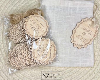 Names of Jesus Ornaments | Bible Verse Advent Set, Christian Home Decor, Christ Centered Gift