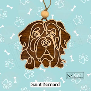 Saint Bernard Christmas Ornament | Dog Line Art Tree Decor | Pet Lover Gift | Unique Holiday Decoration | Customizable Keepsake