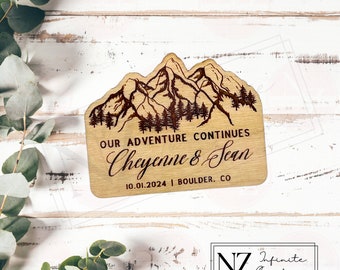 Mountain Themed Wedding - Save the Date Magnets - Personalized Birch Wood Magnets