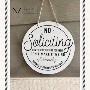 No Soliciting Sign, Do Not Ring Doorbell, Housewarming Gift, Round Hanging Sign, Quiet House