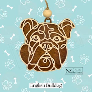 English Bulldog Dog Line Art Christmas Ornament