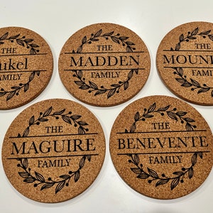 Customized Family Name Cork Trivet - Elegant Personalized Kitchen Decor | House Warming Gift | Wedding Gift