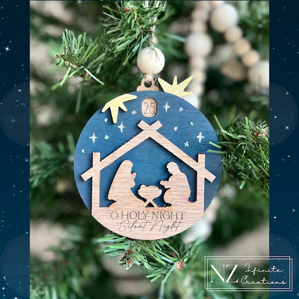 Nativity Countdown to Christmas Ornament | Birth of Jesus Christ | Religious Gift