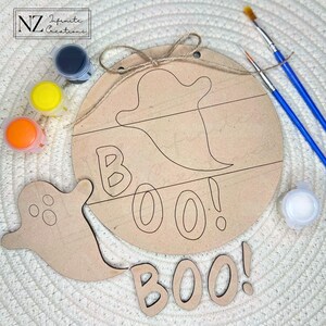 Halloween DIY Paint Kit: Ghostly Fun 6 inch Round Sign