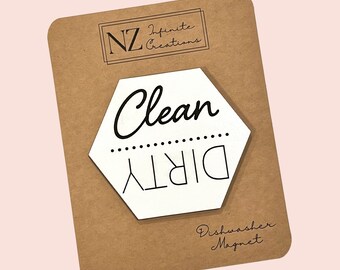 Clean Dirty Dishwasher Magnet | Hexagon Shape Kitchen Appliance Signage | Fun Home Decor for Kitchen | Housewarming | Realtor Closing Gifts