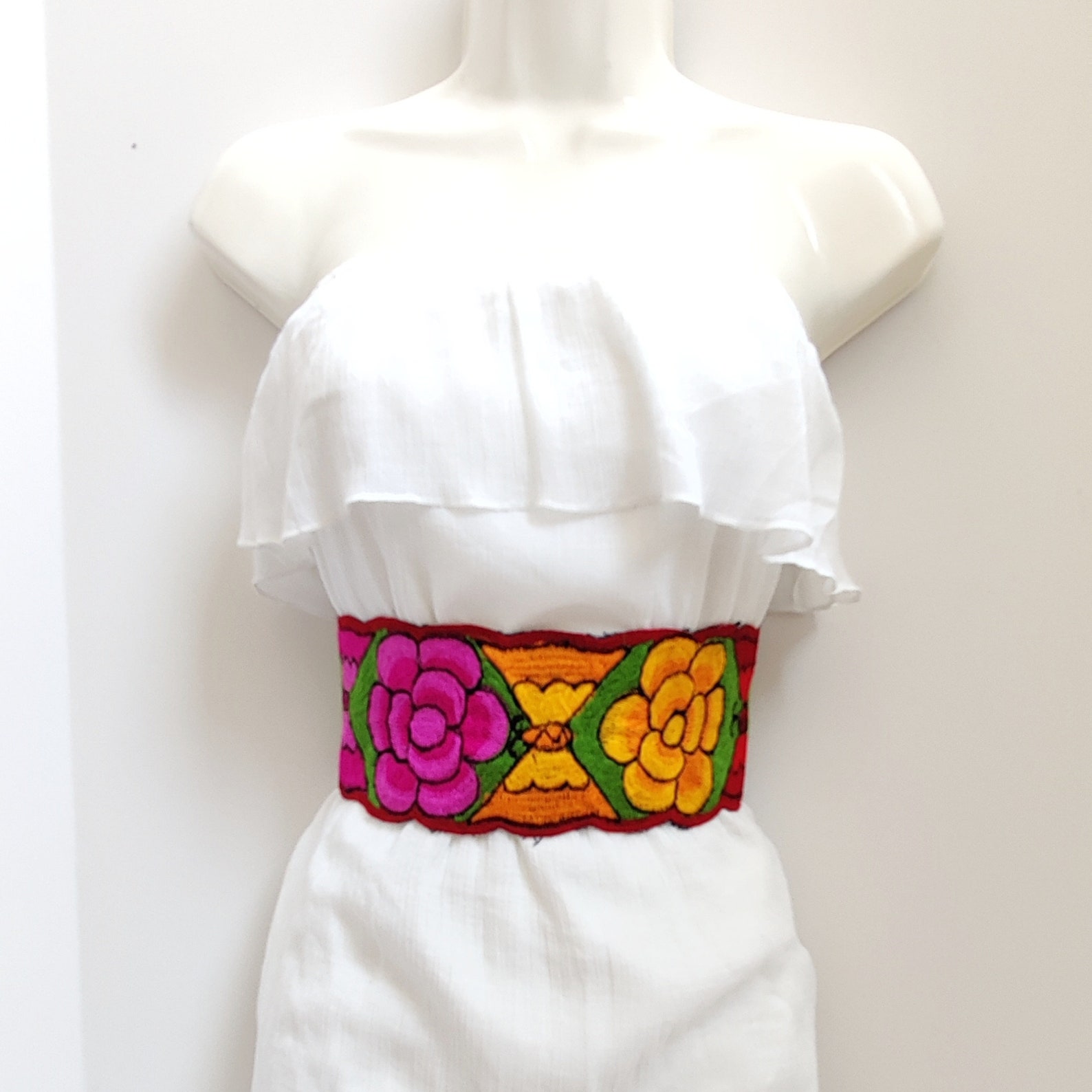 Mexican women's embroidered belt colorful Mexican belt Etsy
