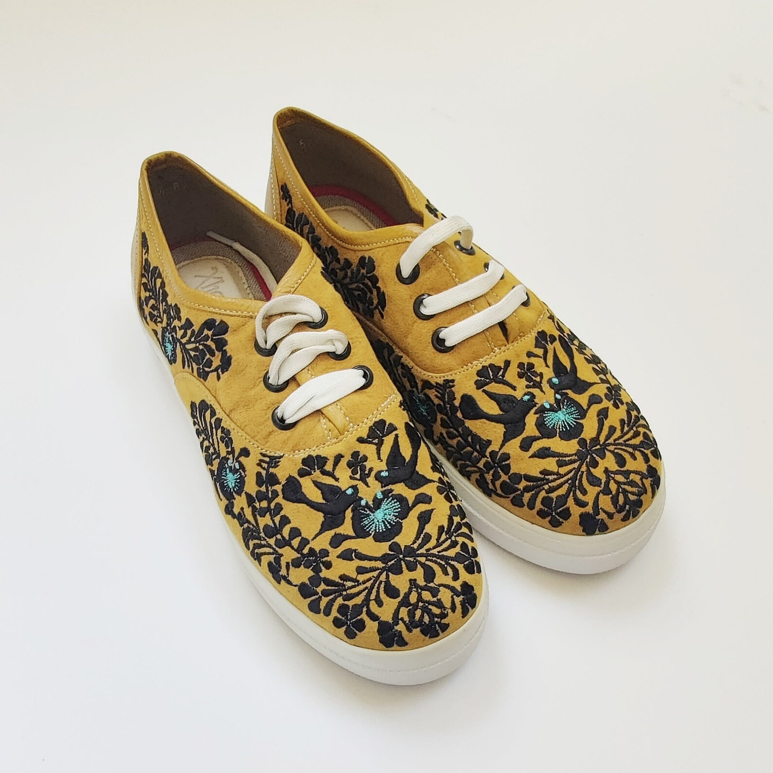 Floral Embroidered Shoes Sneakers Boho Style Shoes Mexican - Etsy