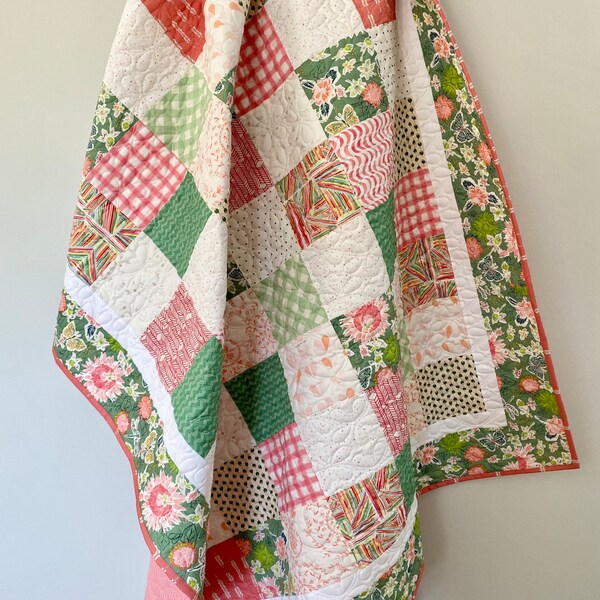 Pink Green Quilt Etsy