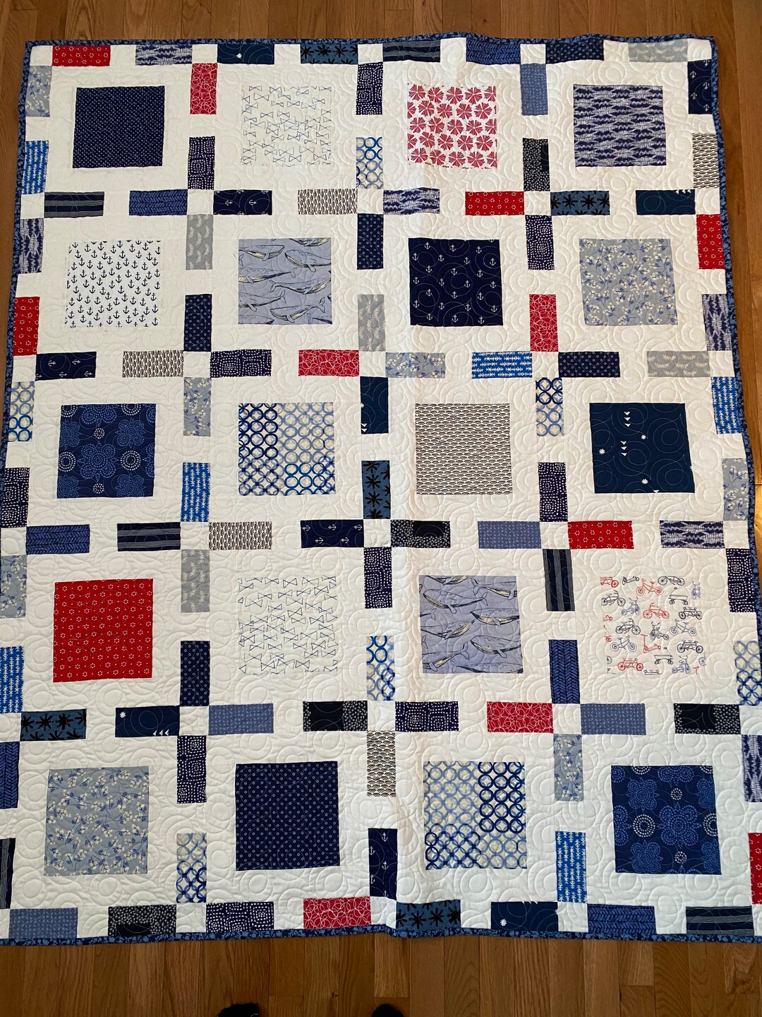 Patriotic Red White & Blue Nautical Quilt - Etsy