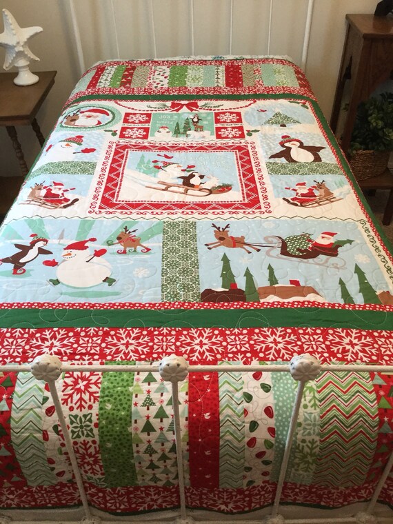Handmade Christmas Quilt Throw Twin Etsy