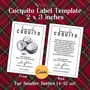 Customizable Coquito Label Template in Canva Etiqueta De Coquito