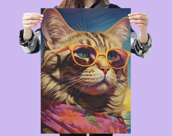 Arte de la pared del gato, cartel del gato imprimible, regalo del amante del gato, decoración del hogar del gato, impresión de la decoración del gato, impresión digital del gato, decoración de la pared del gato, arte del gato - 24x36
