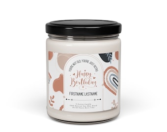 Grattis på födelsedagen Personligt ljus - Anpassat namn Sojaljus - Födelsedagspresent, Doftande sojaljus, Boho, 237 ml